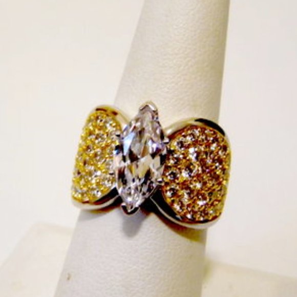 Diamonique Jewelry Diamoniique 49 Ctw Two Tone Marquisecut Ring